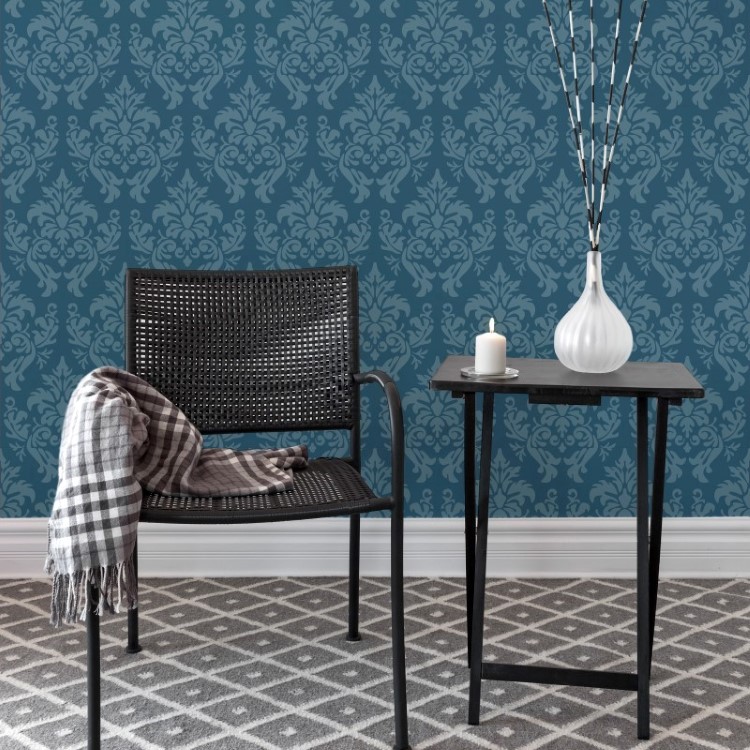 Papel de Parede Adesivo Arabesco Azul AR-013