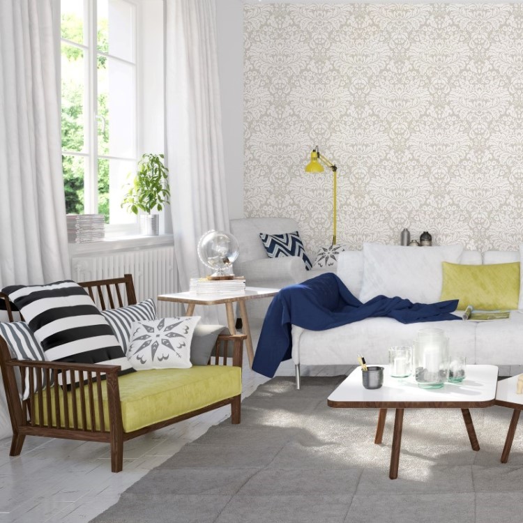 Papel de Parede Adesivo Arabesco Bege AR-066