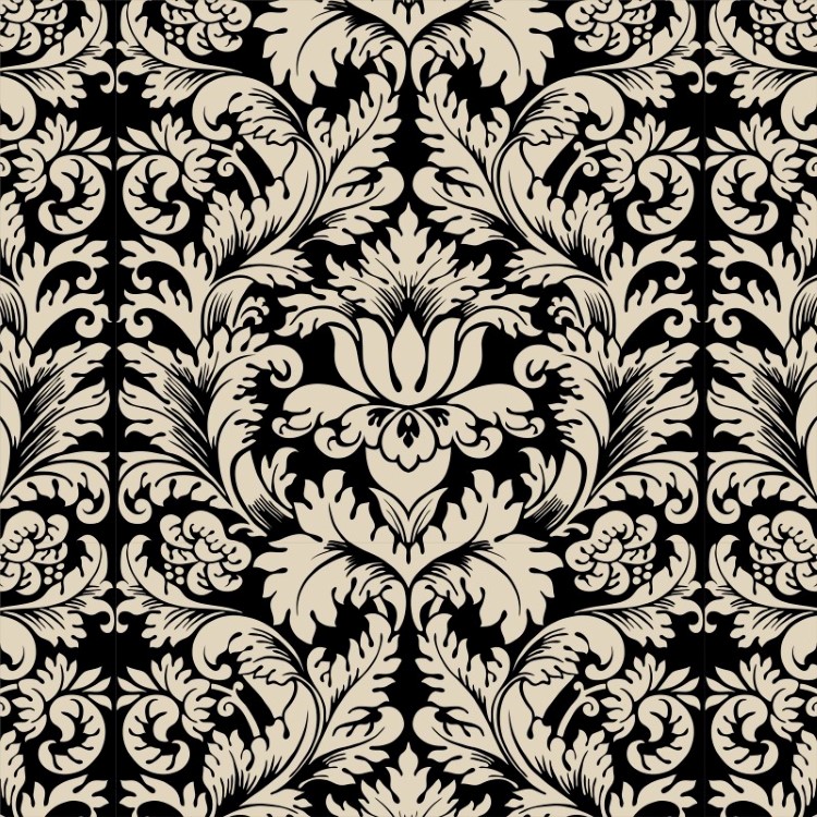 Papel de Parede Adesivo Arabesco Bege e Preto AR-014-2