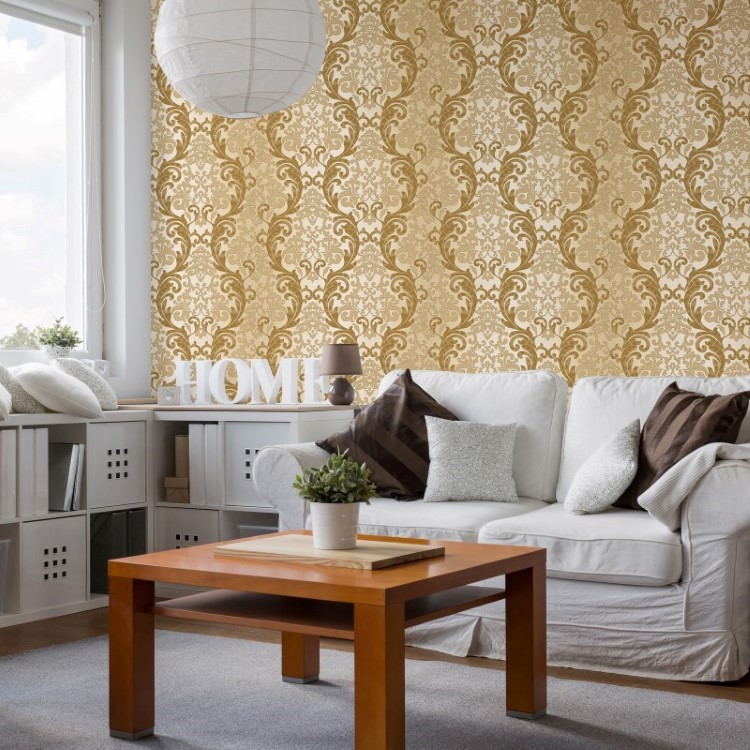Papel de Parede Adesivo Arabesco Dourado AR-011