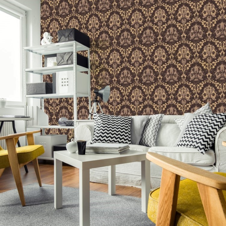 Papel de Parede Adesivo Arabesco Marrom AR-041-2