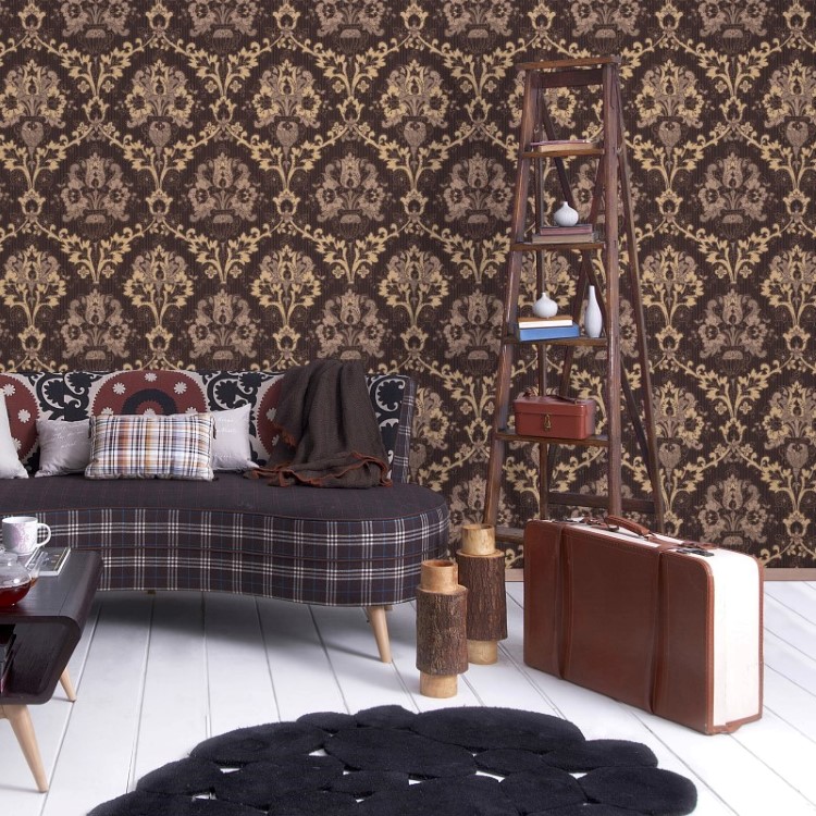 Papel de Parede Adesivo Arabesco Marrom AR-041