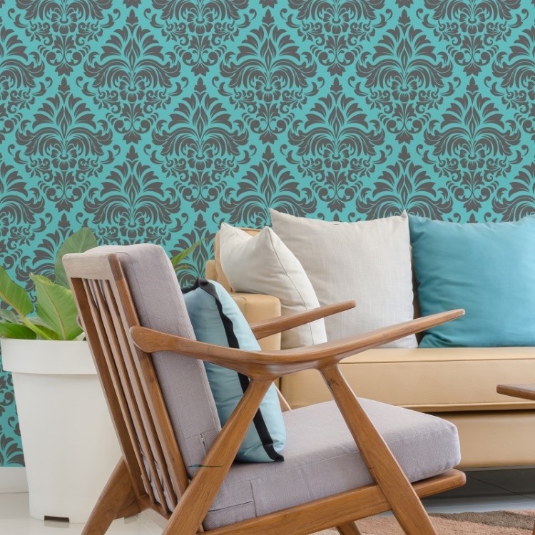 Papel de Parede Adesivo Arabesco Verde AR-057