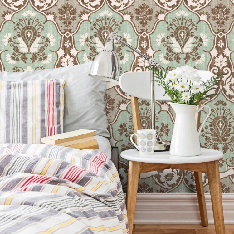 Papel de Parede Adesivo Arabesco Vintage Verde AR-016